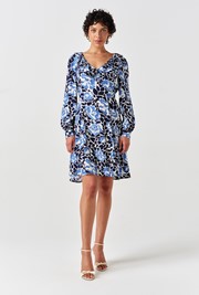 Remi Floral Crepe V Neck Short Dress