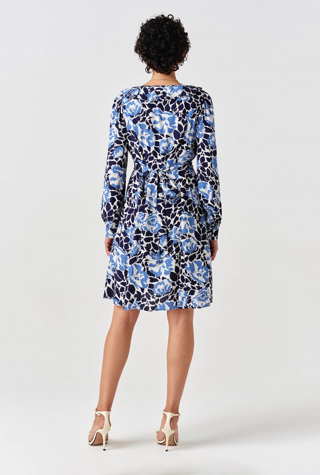 Remi Floral Crepe V Neck Short Dress