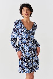 Remi Floral Crepe V Neck Short Dress