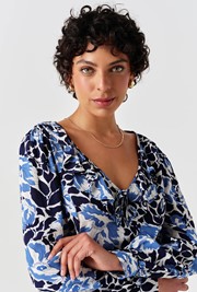 Remi Floral Crepe V Neck Short Dress