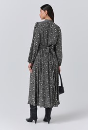 Petal Crepe V Neck Midi Waisted Dress