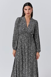 Petal Crepe V Neck Midi Waisted Dress