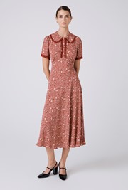 Taylor Floral Crepe Midi Tea Dress