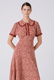 Taylor Floral Crepe Midi Tea Dress