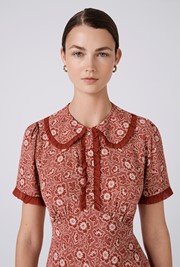 Taylor Floral Crepe Midi Tea Dress