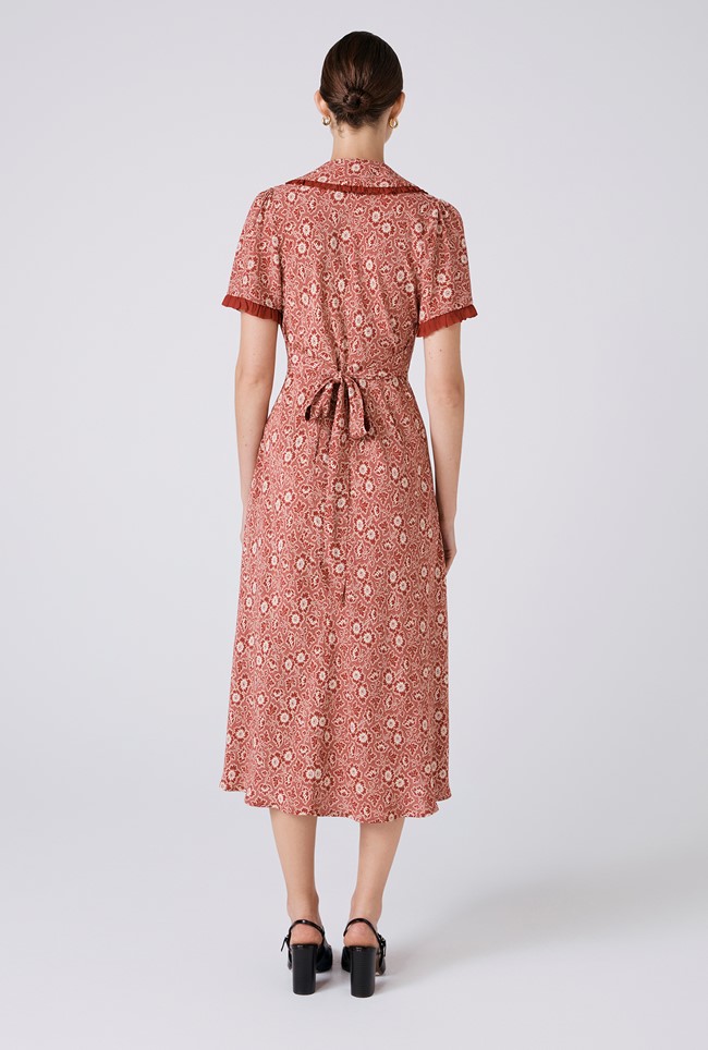Taylor Floral Crepe Midi Tea Dress