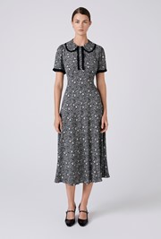 Taylor Floral Crepe Midi Tea Dress