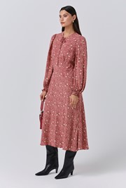 Stella Floral Crepe Tie Front Midi Dress