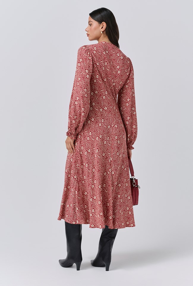 Stella Floral Crepe Tie Front Midi Dress