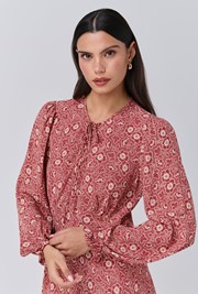 Stella Floral Crepe Tie Front Midi Dress