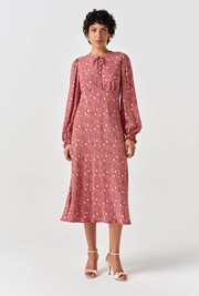 Stella Floral Crepe Tie Front Midi Dress