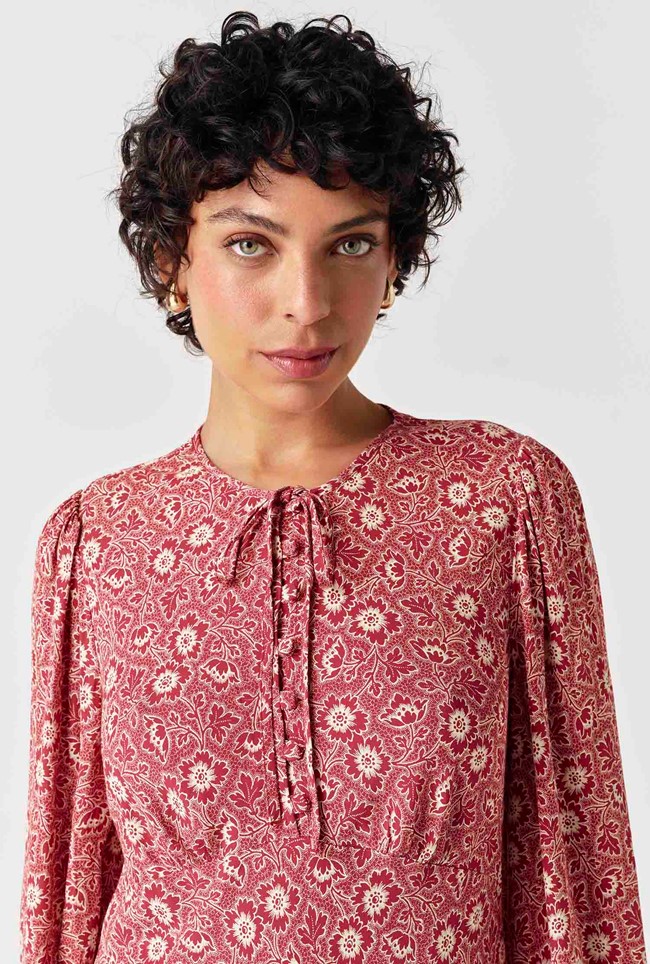 Stella Floral Crepe Tie Front Midi Dress