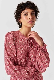 Stella Floral Crepe Tie Front Midi Dress