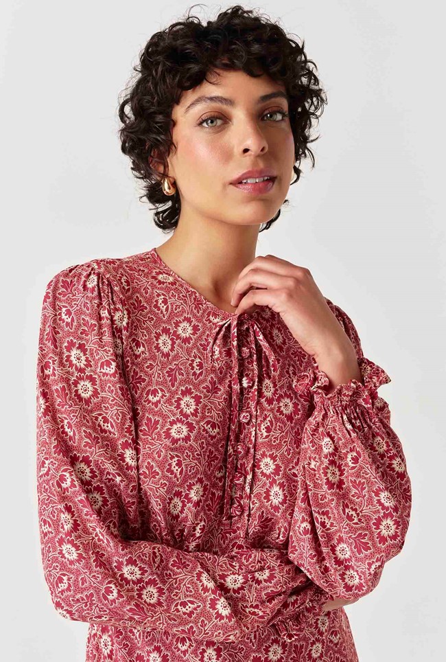 Stella Floral Crepe Tie Front Midi Dress