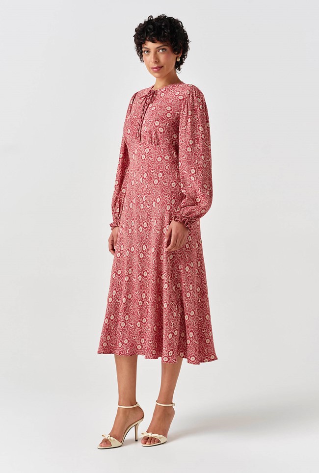 Stella Floral Crepe Tie Front Midi Dress