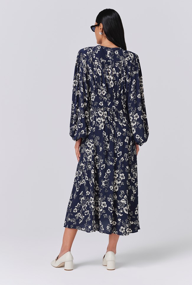 Wren Floral V Neck Midi Dress