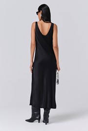 Palm Satin Scoop Neck Midi Slip Dress