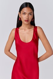 Palm Satin Scoop Neck Midi Slip Dress
