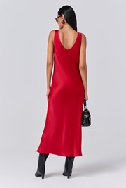 Palm Satin Scoop Neck Midi Slip Dress