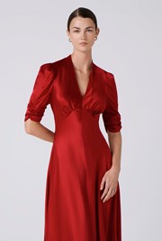 Mia Satin V Neck Midi Tea Dress