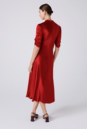 Mia Satin V Neck Midi Tea Dress