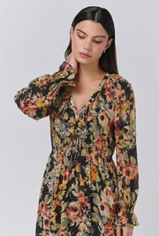 Aurora Floral Crepe V Neck Midi Dress