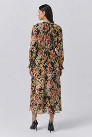 Aurora Floral Crepe V Neck Midi Dress