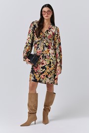 Billie Floral Crepe V Neck Short Dress