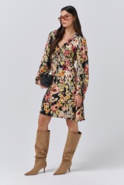 Billie Floral Crepe V Neck Short Dress