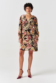 Billie Floral Crepe V Neck Short Dress