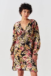 Billie Floral Crepe V Neck Short Dress