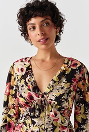 Billie Floral Crepe V Neck Short Dress