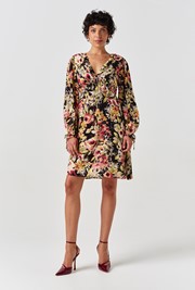 Billie Floral Crepe V Neck Short Dress
