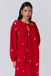 Alaia Embroidered Corduroy Tie Neck Dress