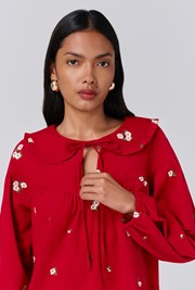 Alaia Embroidered Corduroy Tie Neck Dress