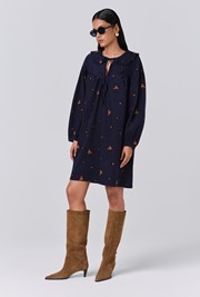 Alaia Embroidered Corduroy Tie Neck Dress