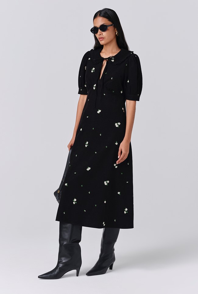 Juniper Embroidered Corduroy Midi Dress