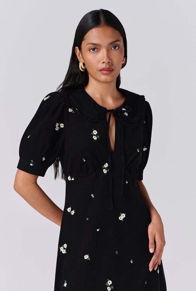 Juniper Embroidered Corduroy Midi Dress