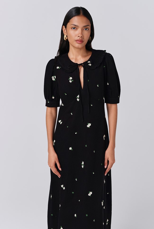 Juniper Embroidered Corduroy Midi Dress