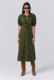 Juniper Embroidered Corduroy Midi Dress
