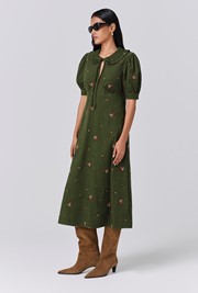 Juniper Embroidered Corduroy Midi Dress