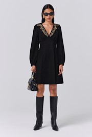 Eliza Embroidered Corduroy Short Dress