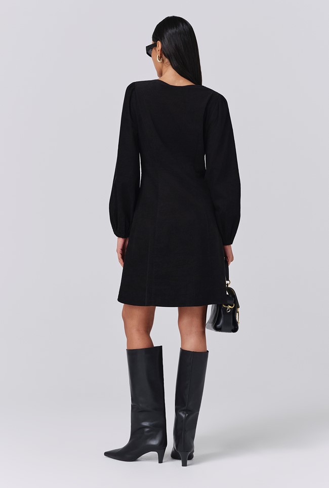 Eliza Embroidered Corduroy Short Dress