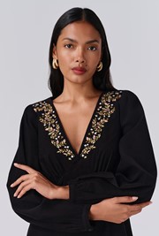 Eliza Embroidered Corduroy Short Dress