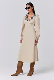 Sienna Embroidered Corduroy Midi Dress