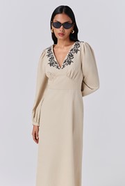 Sienna Embroidered Corduroy Midi Dress
