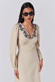 Sienna Embroidered Corduroy Midi Dress