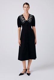 Sloane Embroidered Corduroy Midi Dress