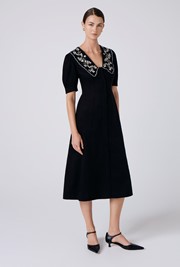 Sloane Embroidered Corduroy Midi Dress