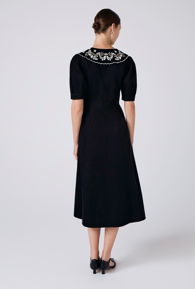 Sloane Embroidered Corduroy Midi Dress